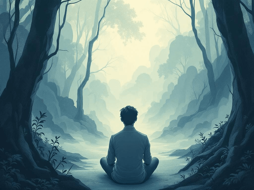 A professional abstract illustration representing the concept of The Mystery of What Lingers in Fiction Craft
